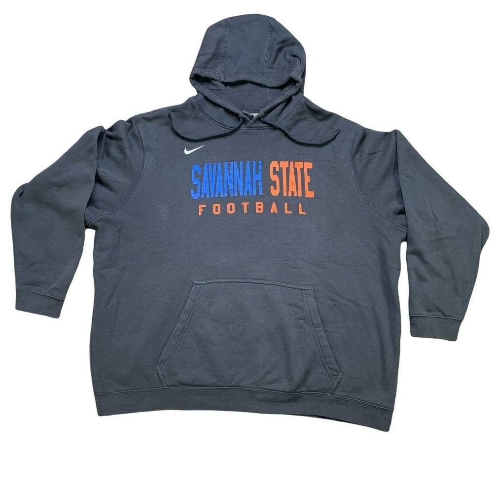 Nike Savannah State Men's XXXL Pullover Hoodie Sweatshirt Gray Blue Orange HBCU